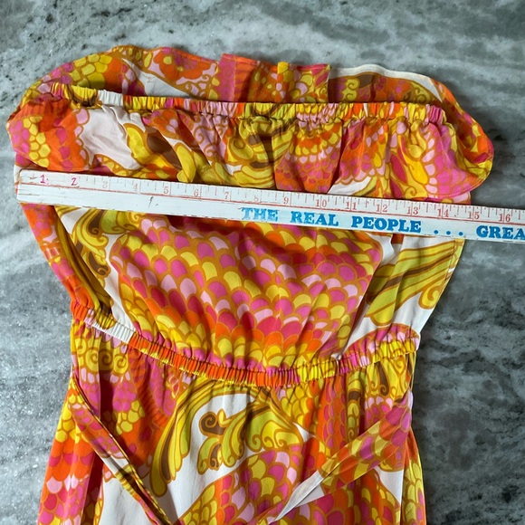 Banana Republic X Trina Turk ruffle 100% silk maxi dress Size 6P petite - Picture 6 of 8